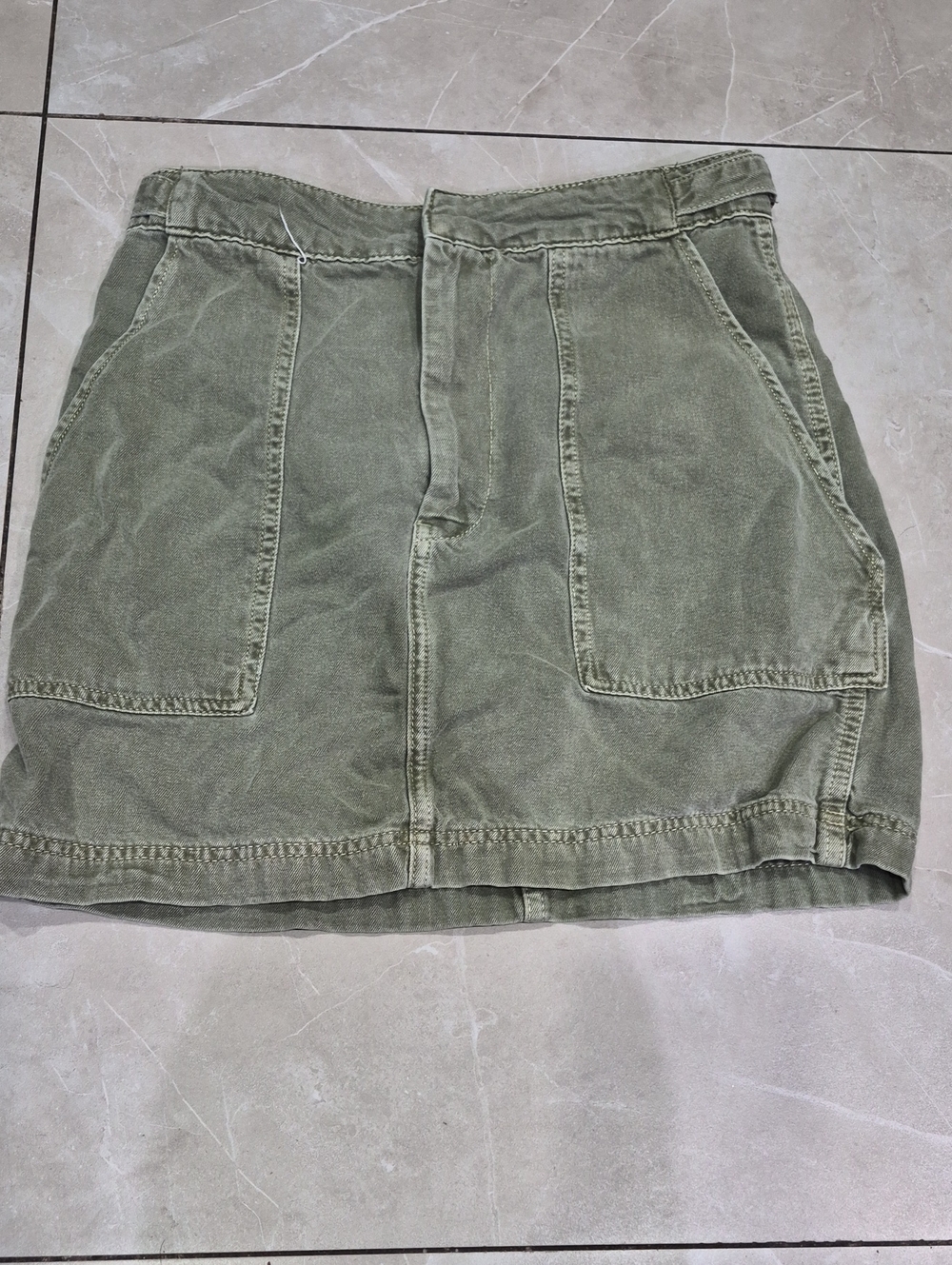 Free People Olive Green Mini Skirt with Front Pockets